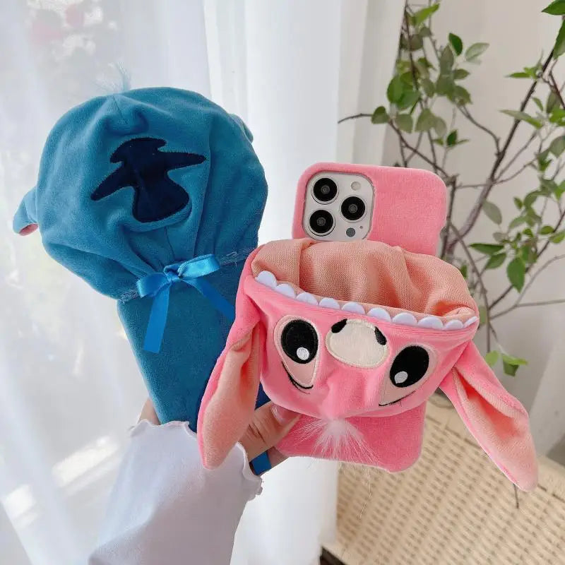 Kawaii Disney Stitch Plush 3D Anti-Fall iPhone Case – Cute and Protective for iPhone 15/14/13/12/11