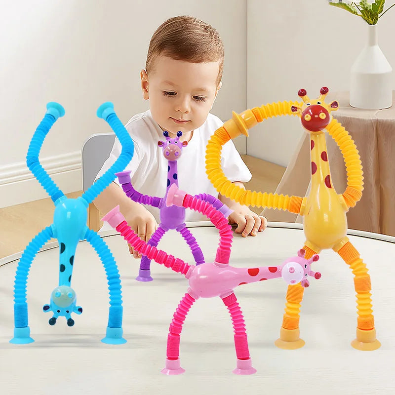 Girafa Fidget com Copo de Sucção - Brinquedo de Estresse para Crianças