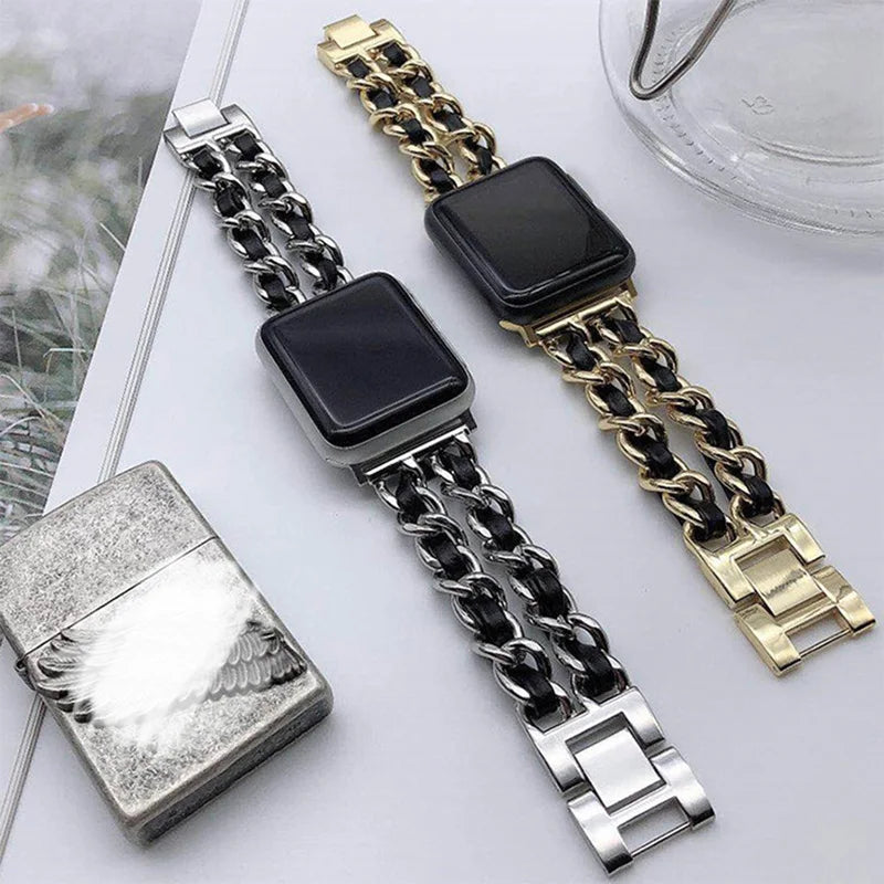 Elegant Gold Metal Zinc Alloy Strap for Apple Watch – Compatible with Series 1-10, Ultra & SE (38mm-49mm)