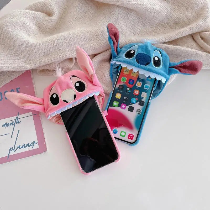 Kawaii Disney Stitch Plush 3D Anti-Fall iPhone Case – Cute and Protective for iPhone 15/14/13/12/11