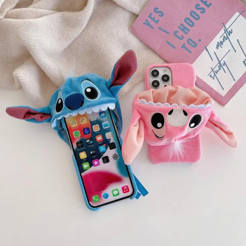 Kawaii Disney Stitch Plush 3D Anti-Fall iPhone Case – Cute and Protective for iPhone 15/14/13/12/11