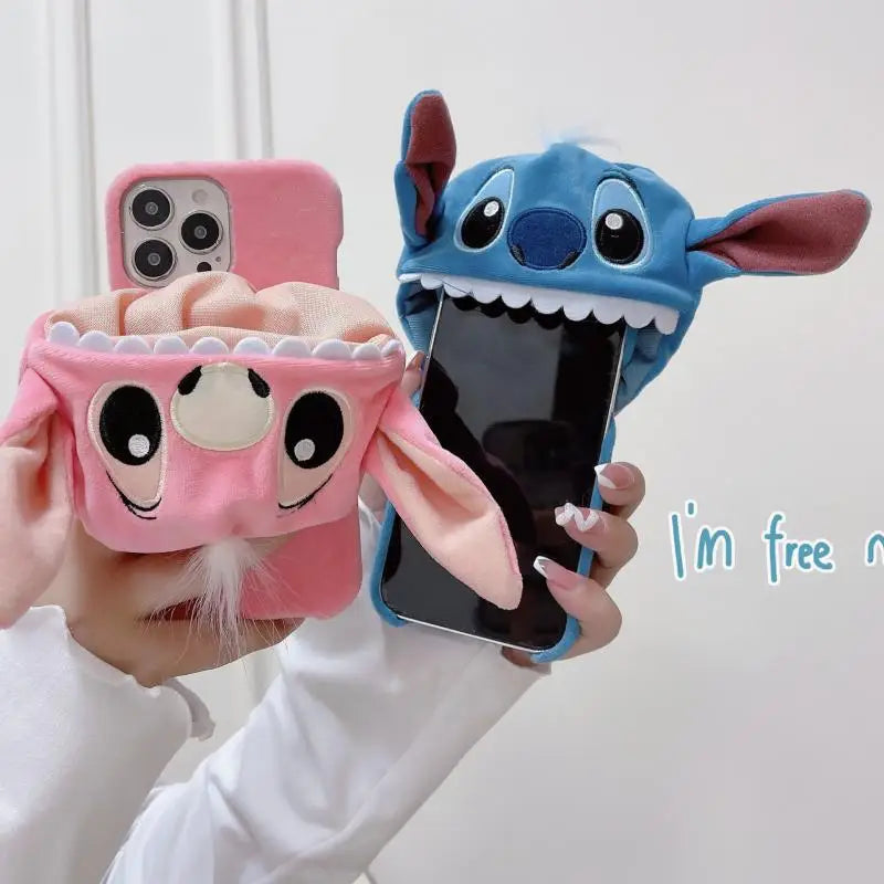 Kawaii Disney Stitch Plush 3D Anti-Fall iPhone Case – Cute and Protective for iPhone 15/14/13/12/11